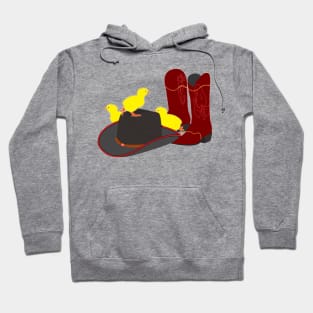 cowboy boots, hat and chicken Hoodie